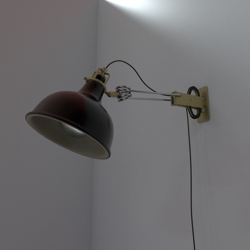 Wall lamp with bulb cord and outlet Low-poly 3D model_10