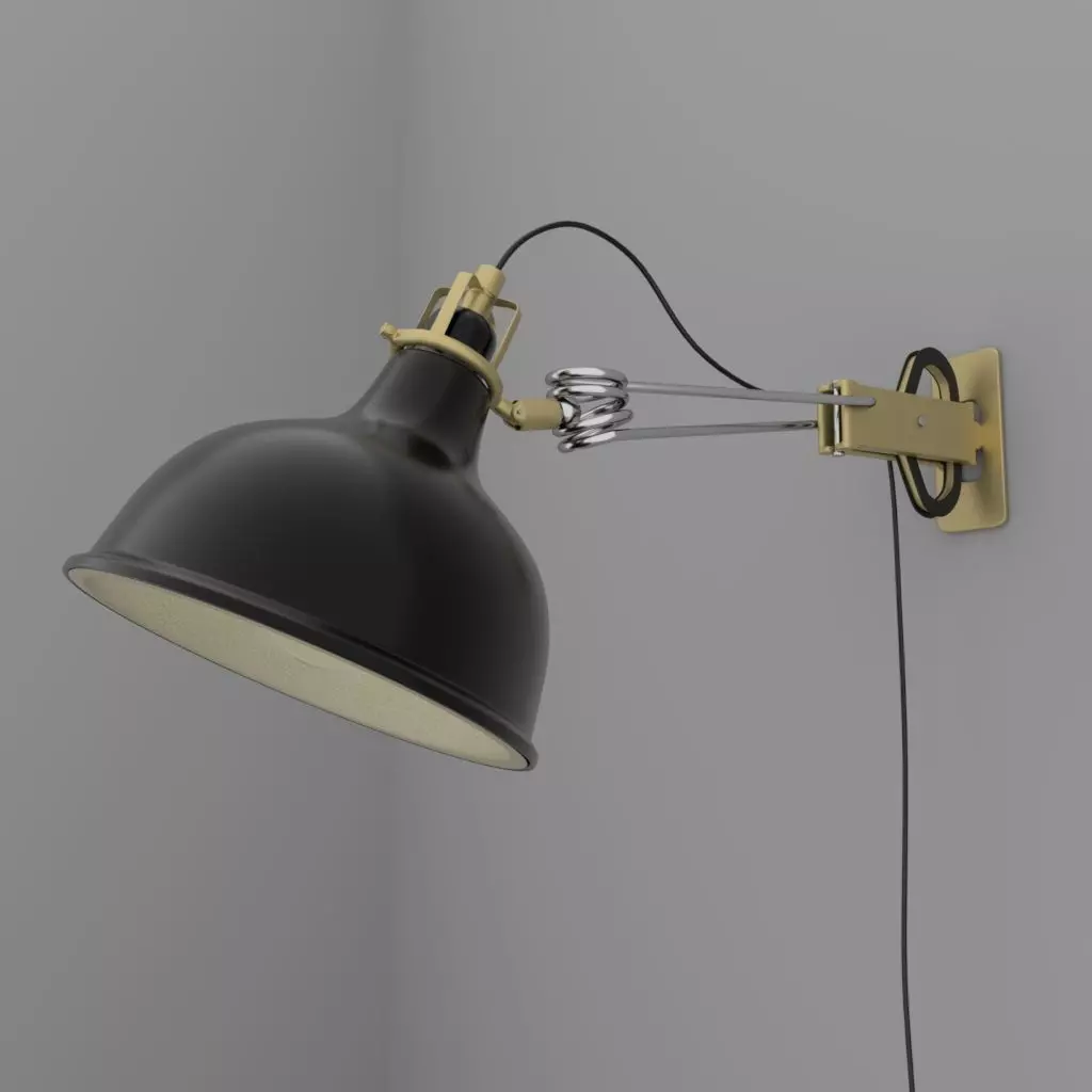 Wall lamp with bulb cord and outlet Low-poly 3D model_0