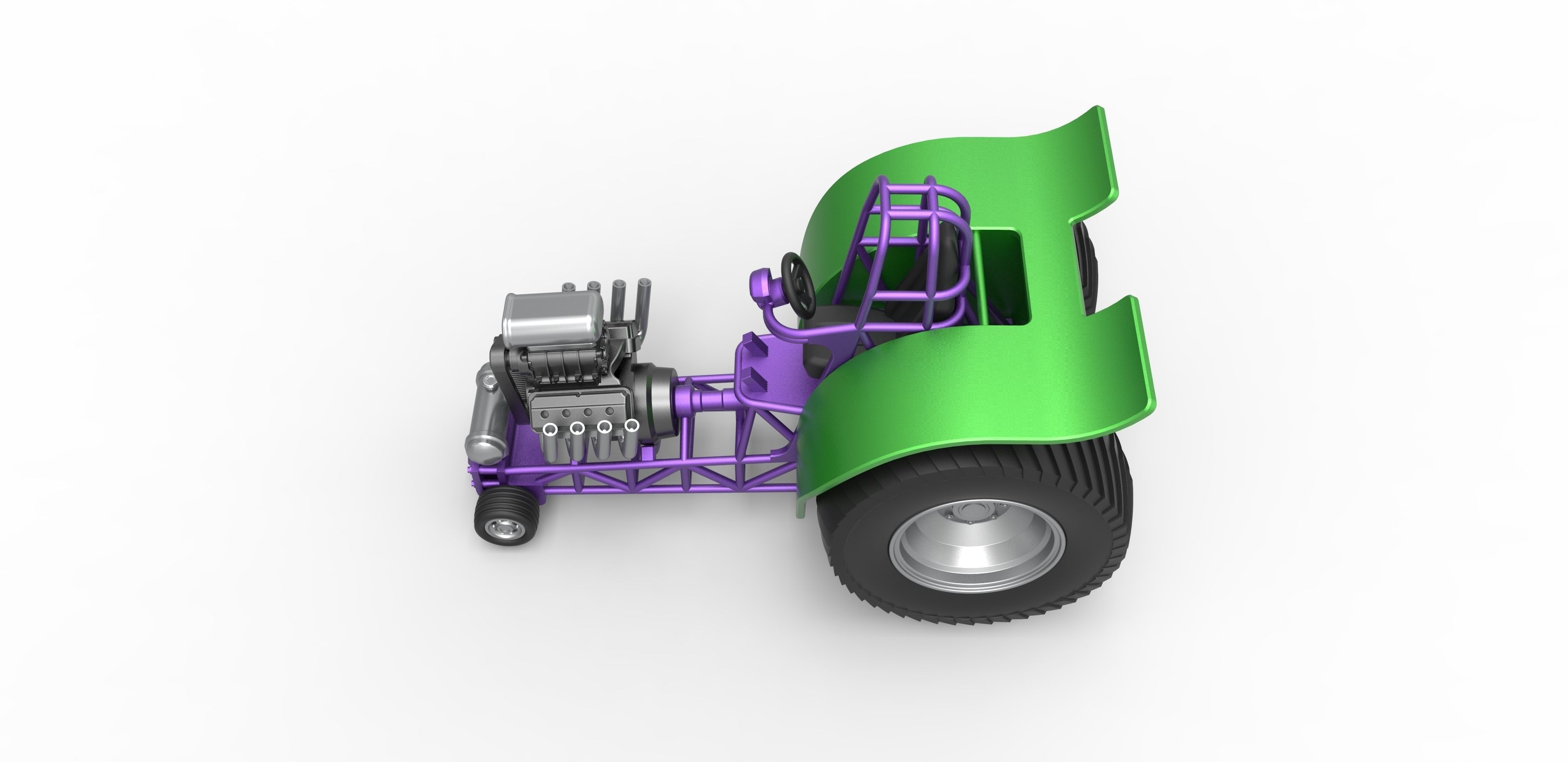 Fun short Super modified Pulling tractor Scale 1 to 25 3D print model_9