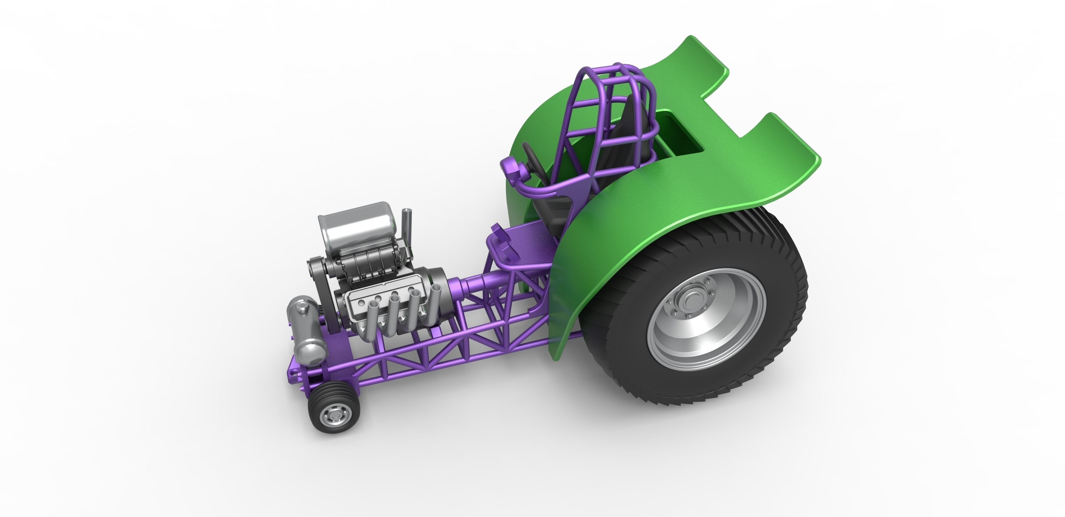 Fun short Super modified Pulling tractor Scale 1 to 25 3D print model_2