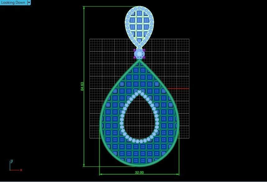 evening drop pendant with square stones 420 3D print model 3D print model_32