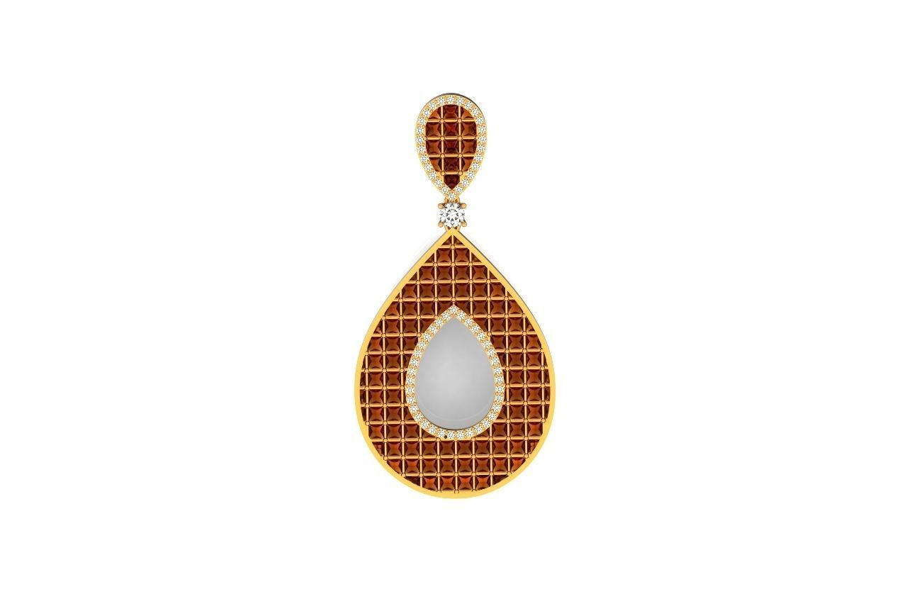 evening drop pendant with square stones 420 3D print model 3D print model_4