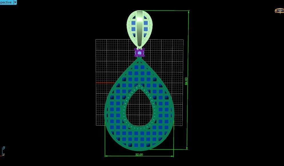 evening drop pendant with square stones 420 3D print model 3D print model_37