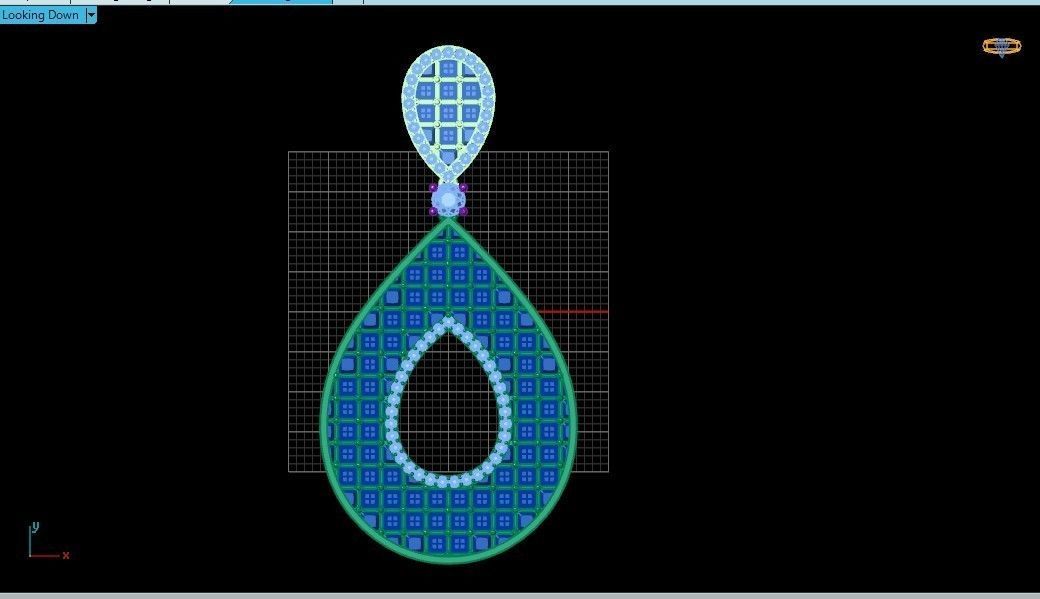 evening drop pendant with square stones 420 3D print model 3D print model_31