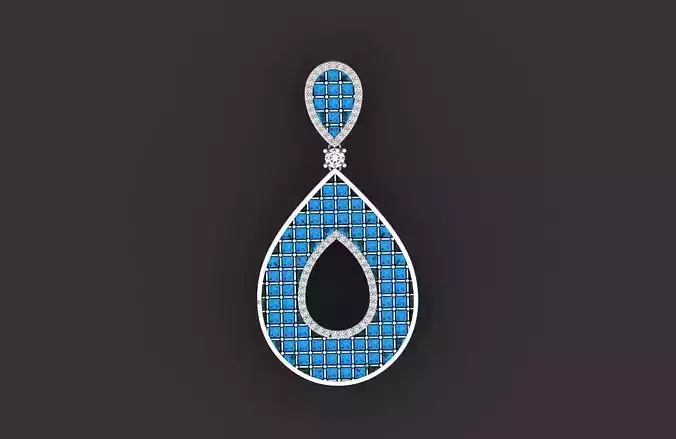 evening drop pendant with square stones 420 3D print model