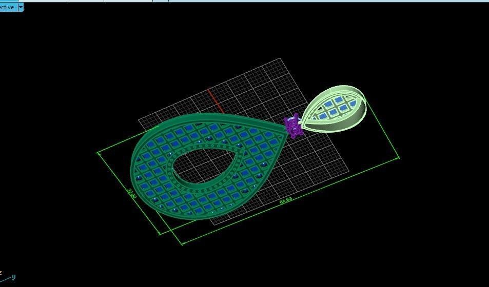 evening drop pendant with square stones 420 3D print model 3D print model_38