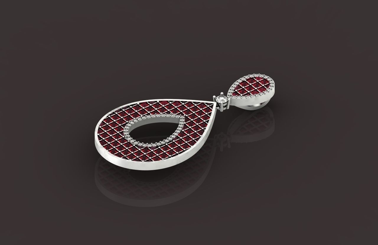 evening drop pendant with square stones 420 3D print model 3D print model_18