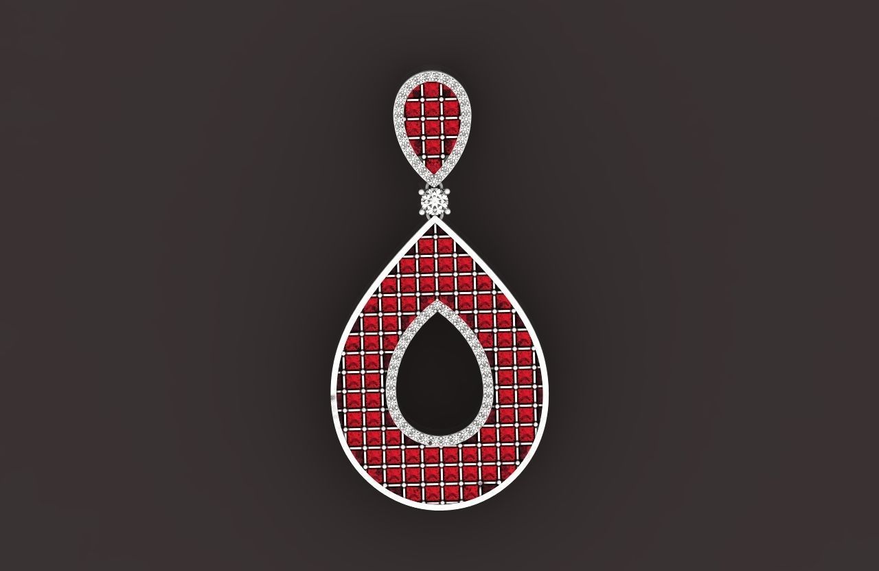 evening drop pendant with square stones 420 3D print model 3D print model_20