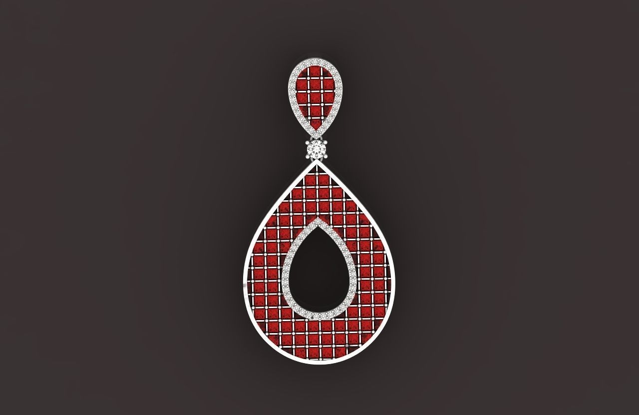 evening drop pendant with square stones 420 3D print model 3D print model_21