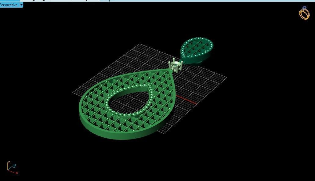 evening drop pendant with square stones 420 3D print model 3D print model_29