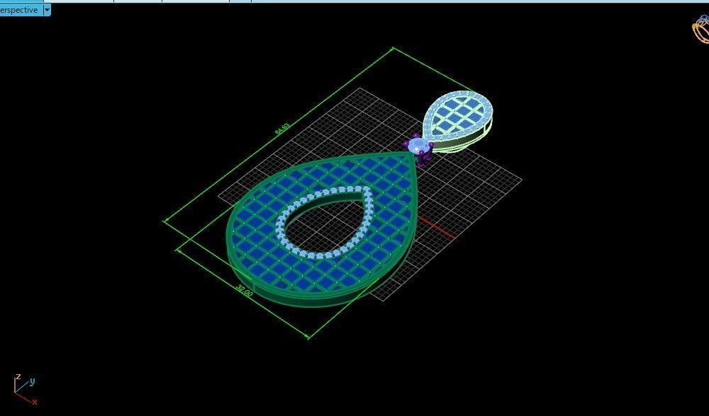 evening drop pendant with square stones 420 3D print model 3D print model_35