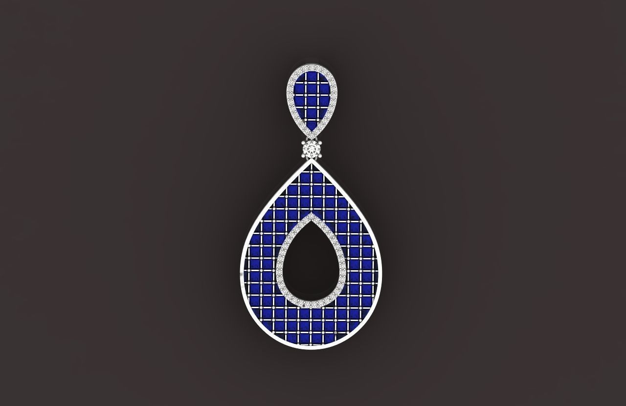 evening drop pendant with square stones 420 3D print model 3D print model_15