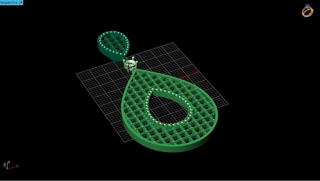 evening drop pendant with square stones 420 3D print model 3D print model_30