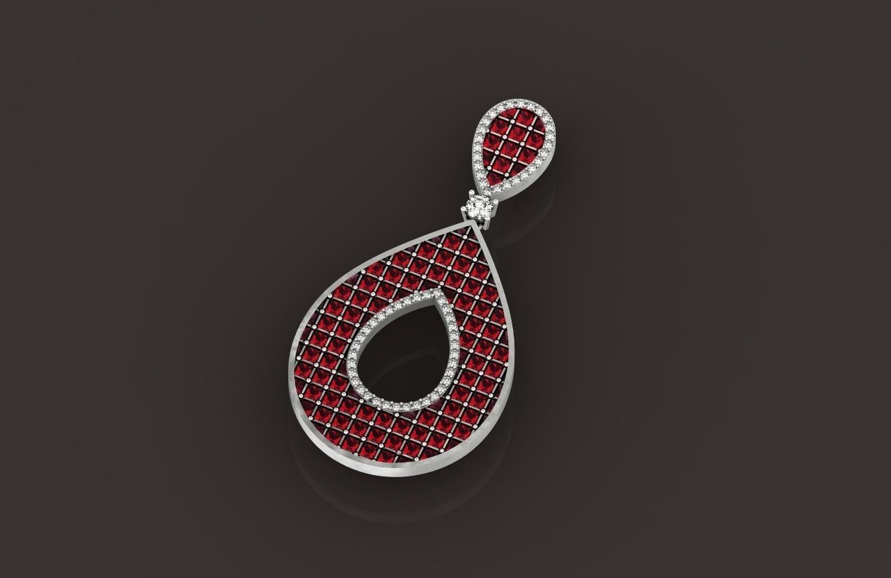 evening drop pendant with square stones 420 3D print model 3D print model_19
