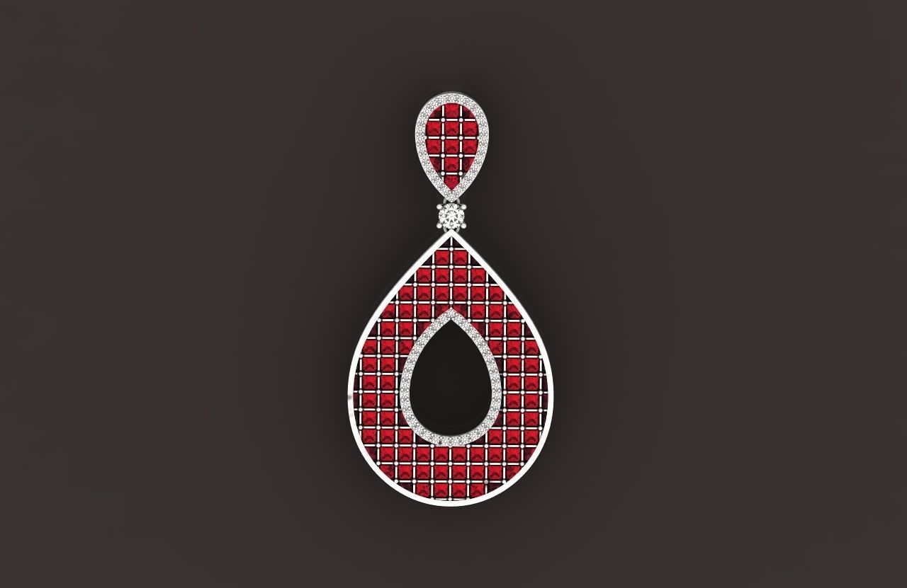 evening drop pendant with square stones 420 3D print model 3D print model_17
