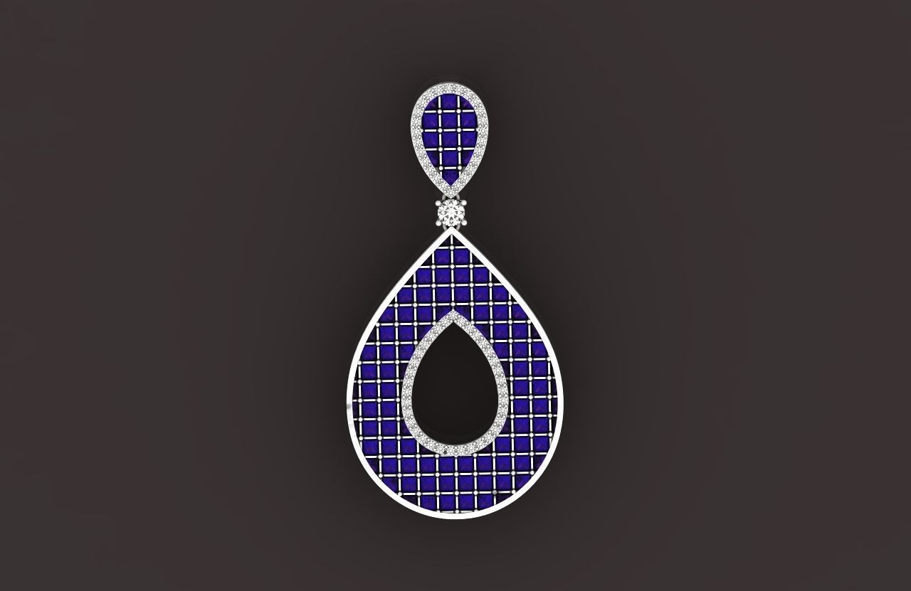 evening drop pendant with square stones 420 3D print model 3D print model_24