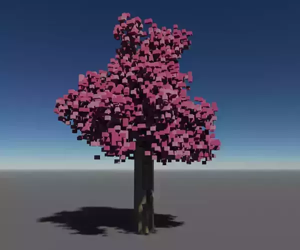 Voxel pink tree 3D model