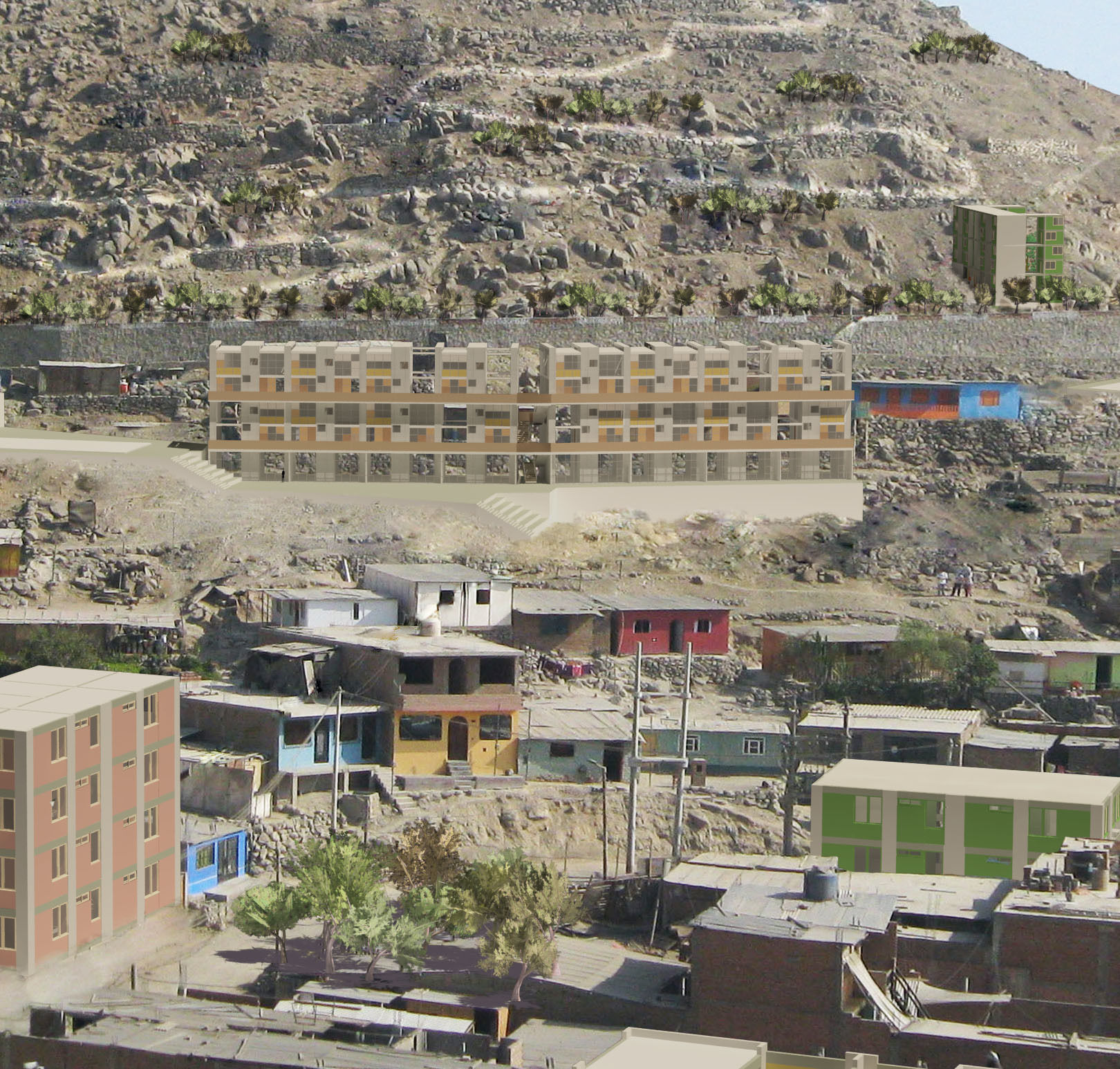 Trees low poly game ready four in middle of desert Low-poly 3D model_12