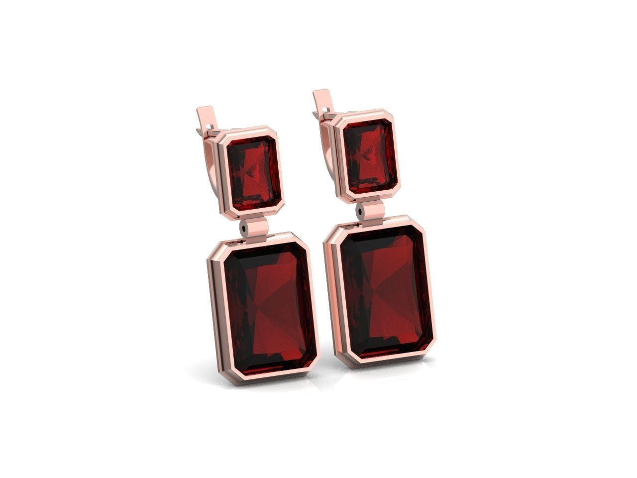 Trendy set earrings and ring  with big rectangular stone 414 3D Model Collection_82