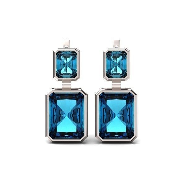 Trendy set earrings and ring  with big rectangular stone 414 3D Model Collection_60