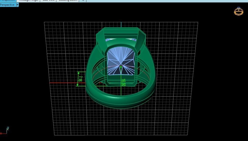 Trendy set earrings and ring  with big rectangular stone 414 3D Model Collection_16