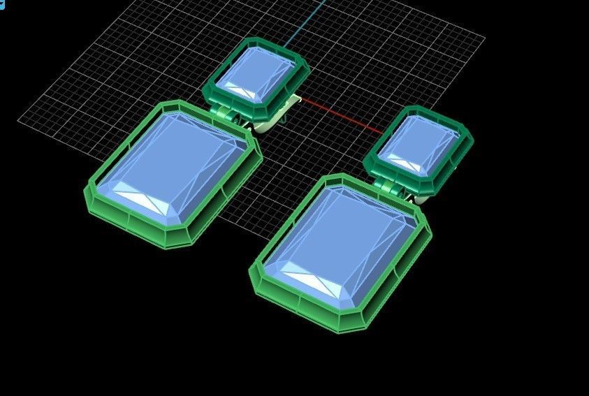 Trendy set earrings and ring  with big rectangular stone 414 3D Model Collection_105