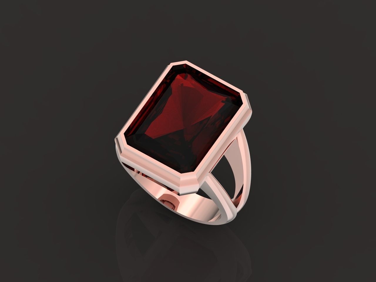 Trendy set earrings and ring  with big rectangular stone 414 3D Model Collection_77