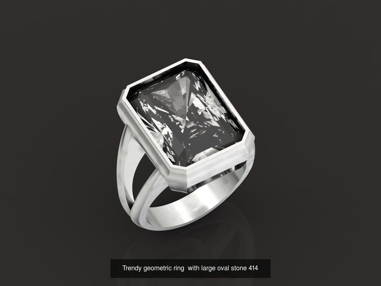 Trendy set earrings and ring  with big rectangular stone 414 3D Model Collection_5