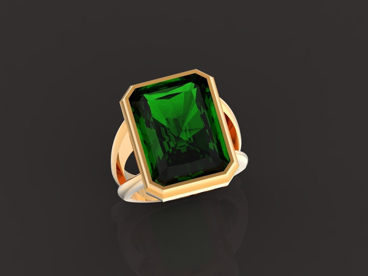 Trendy set earrings and ring  with big rectangular stone 414 3D Model Collection_52