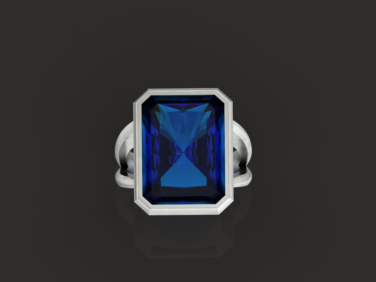 Trendy set earrings and ring  with big rectangular stone 414 3D Model Collection_103