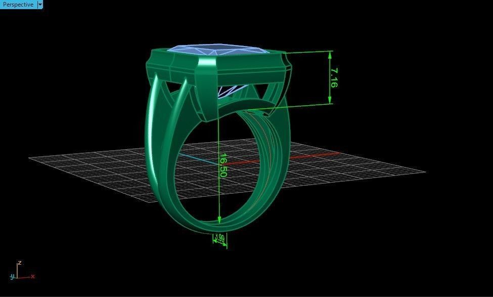 Trendy set earrings and ring  with big rectangular stone 414 3D Model Collection_9