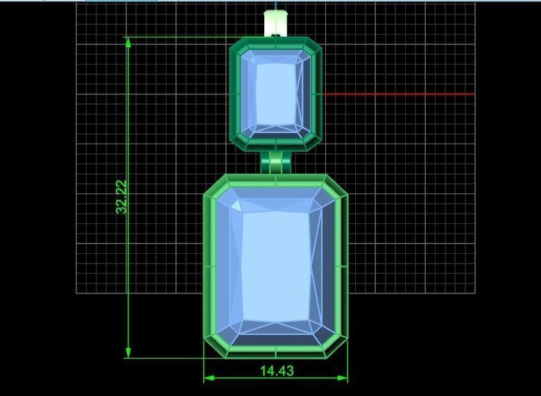 Trendy set earrings and ring  with big rectangular stone 414 3D Model Collection_67