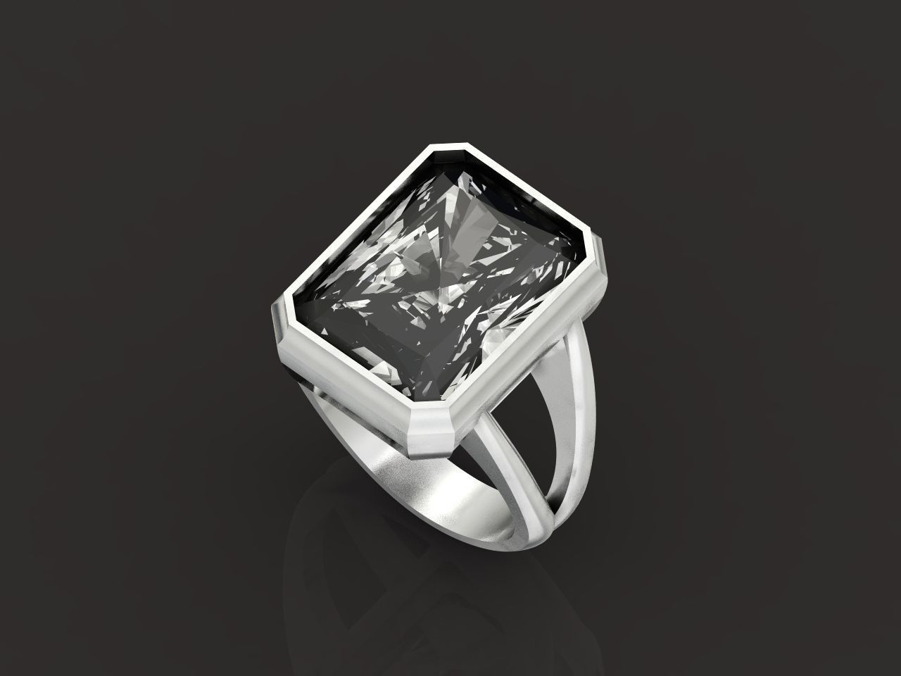 Trendy set earrings and ring  with big rectangular stone 414 3D Model Collection_85