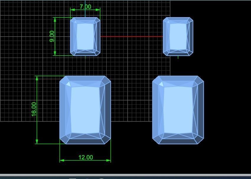 Trendy set earrings and ring  with big rectangular stone 414 3D Model Collection_33