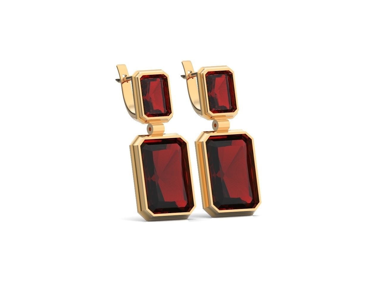 Trendy set earrings and ring  with big rectangular stone 414 3D Model Collection_97