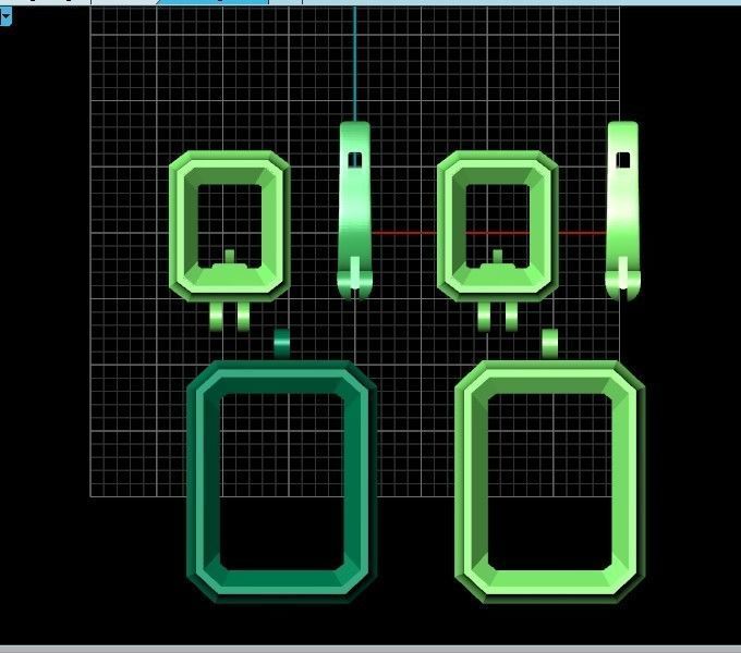 Trendy set earrings and ring  with big rectangular stone 414 3D Model Collection_68