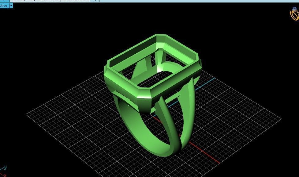 Trendy set earrings and ring  with big rectangular stone 414 3D Model Collection_18