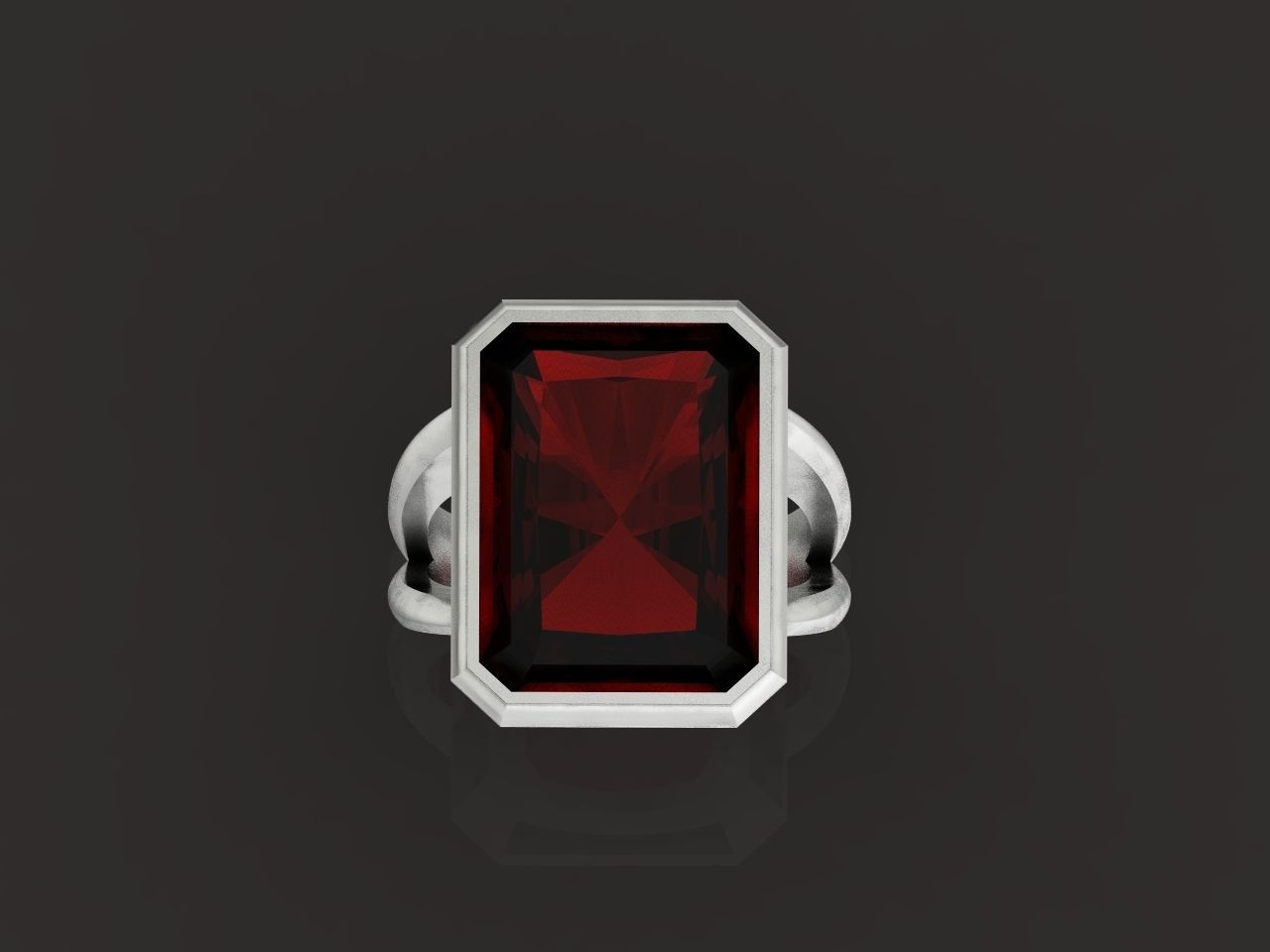 Trendy set earrings and ring  with big rectangular stone 414 3D Model Collection_38