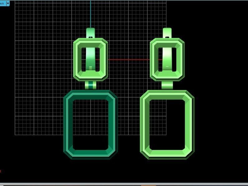 Trendy set earrings and ring  with big rectangular stone 414 3D Model Collection_45