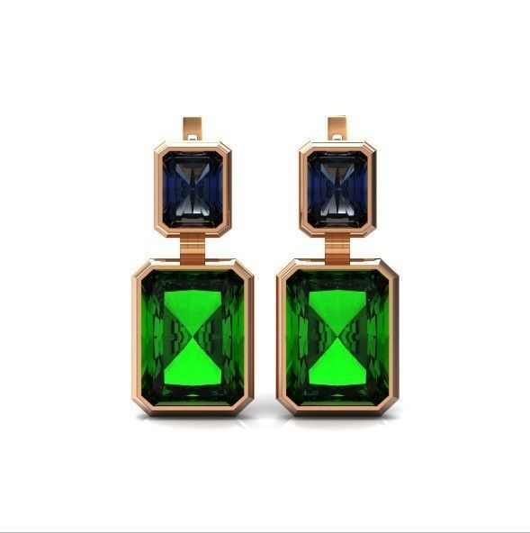 Trendy set earrings and ring  with big rectangular stone 414 3D Model Collection_58