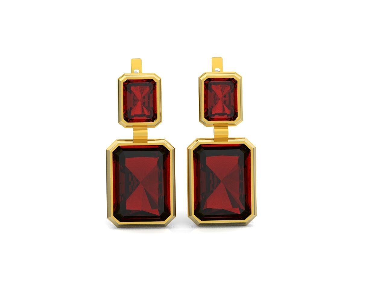 Trendy set earrings and ring  with big rectangular stone 414 3D Model Collection_90