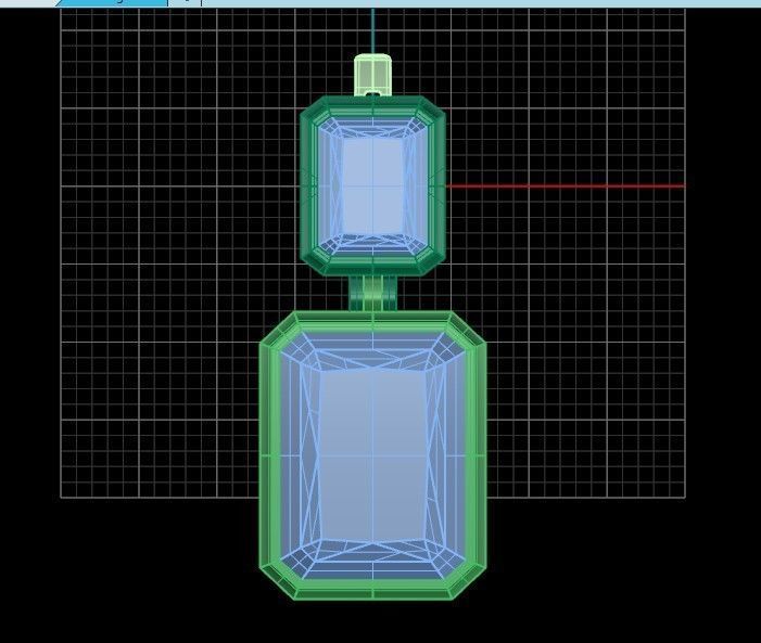 Trendy set earrings and ring  with big rectangular stone 414 3D Model Collection_28