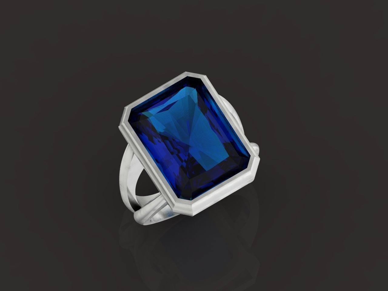 Trendy set earrings and ring  with big rectangular stone 414 3D Model Collection_78