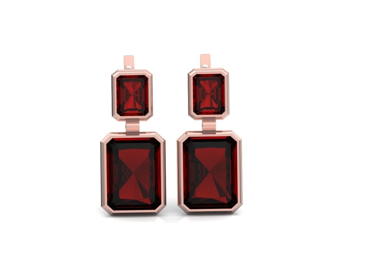 Trendy set earrings and ring  with big rectangular stone 414 3D Model Collection_88