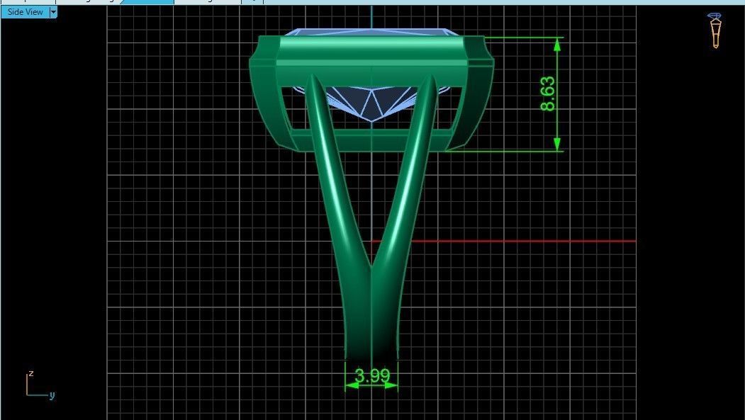 Trendy set earrings and ring  with big rectangular stone 414 3D Model Collection_15