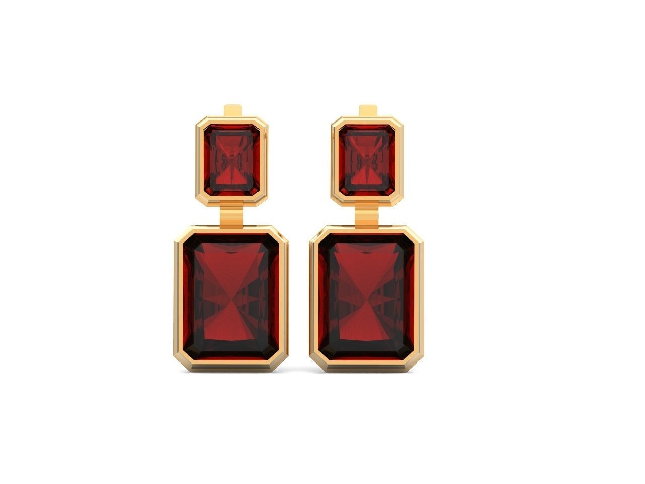 Trendy set earrings and ring  with big rectangular stone 414 3D Model Collection_91