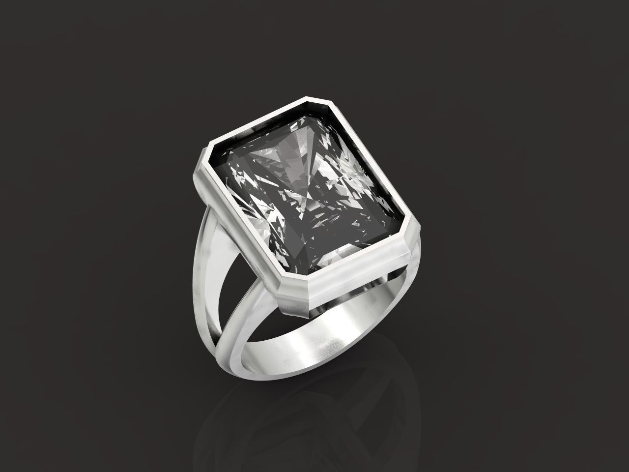 Trendy set earrings and ring  with big rectangular stone 414 3D Model Collection_87