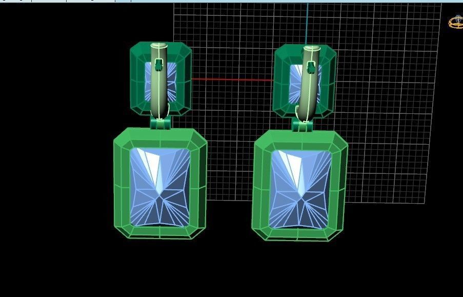 Trendy set earrings and ring  with big rectangular stone 414 3D Model Collection_65