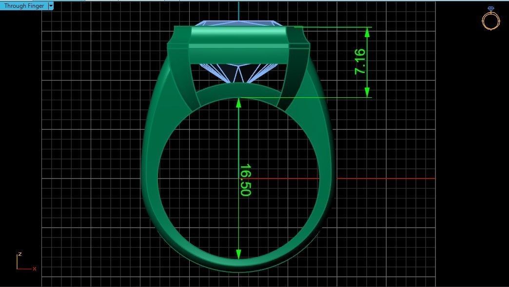 Trendy set earrings and ring  with big rectangular stone 414 3D Model Collection_14