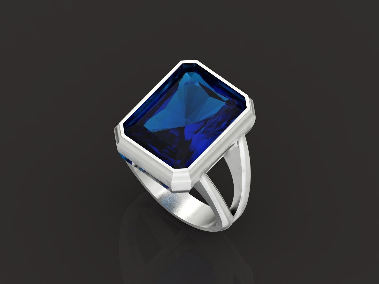 Trendy set earrings and ring  with big rectangular stone 414 3D Model Collection_71